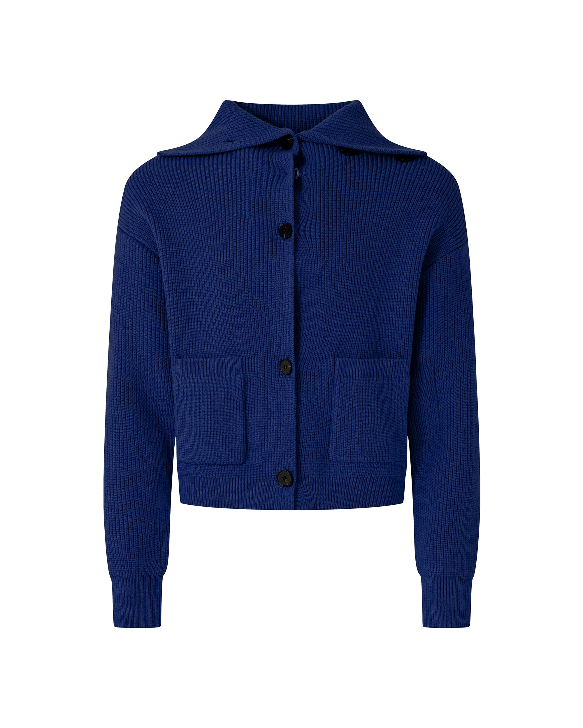 KREATE High-Collar Big-Pocket Button-Up Knitted Jacket
