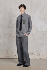 FACEONLAB Wool-Blended Cropped Uniform Blazer Gray