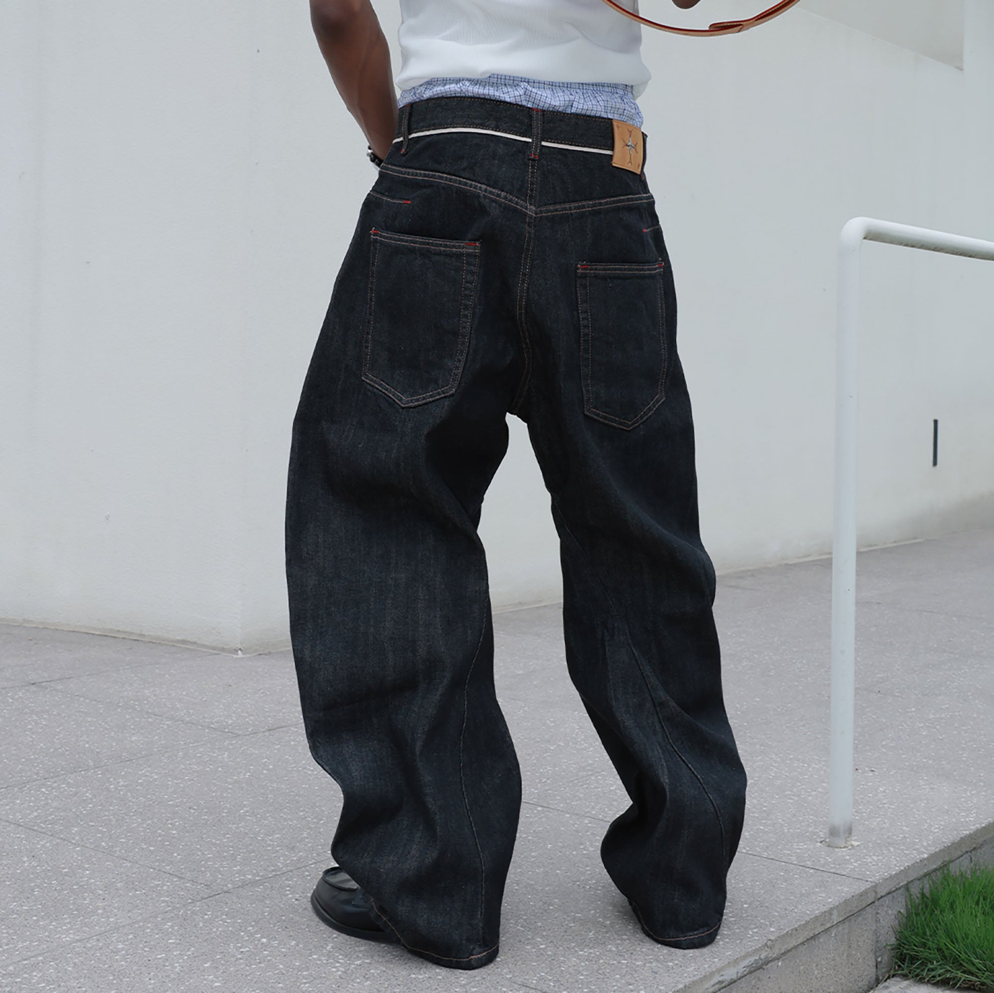 STEEPC Asymmetric Fly Selvedge Curved Raw Jeans