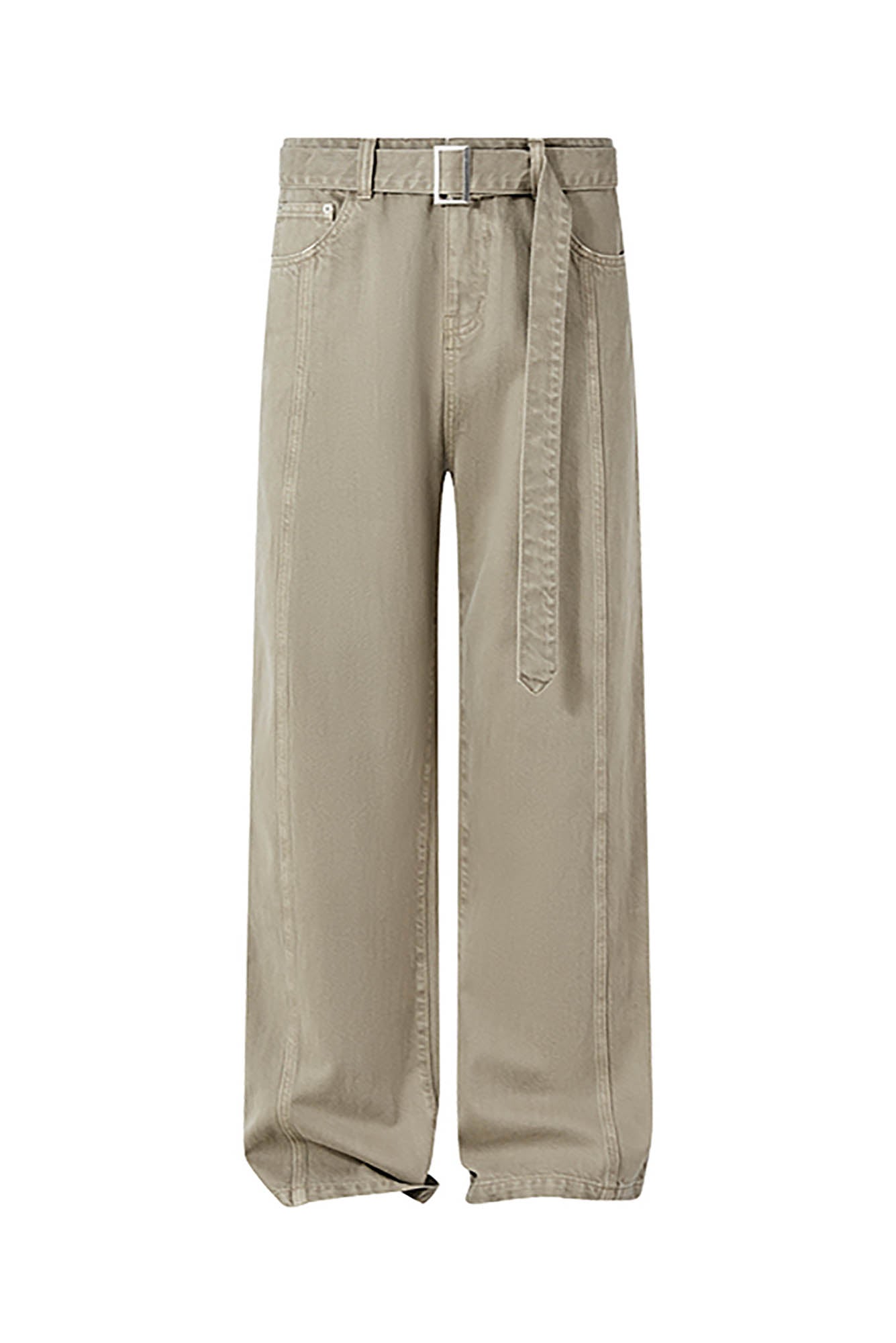 KREATE Belted-Waist Spliced Wide-Leg Pants