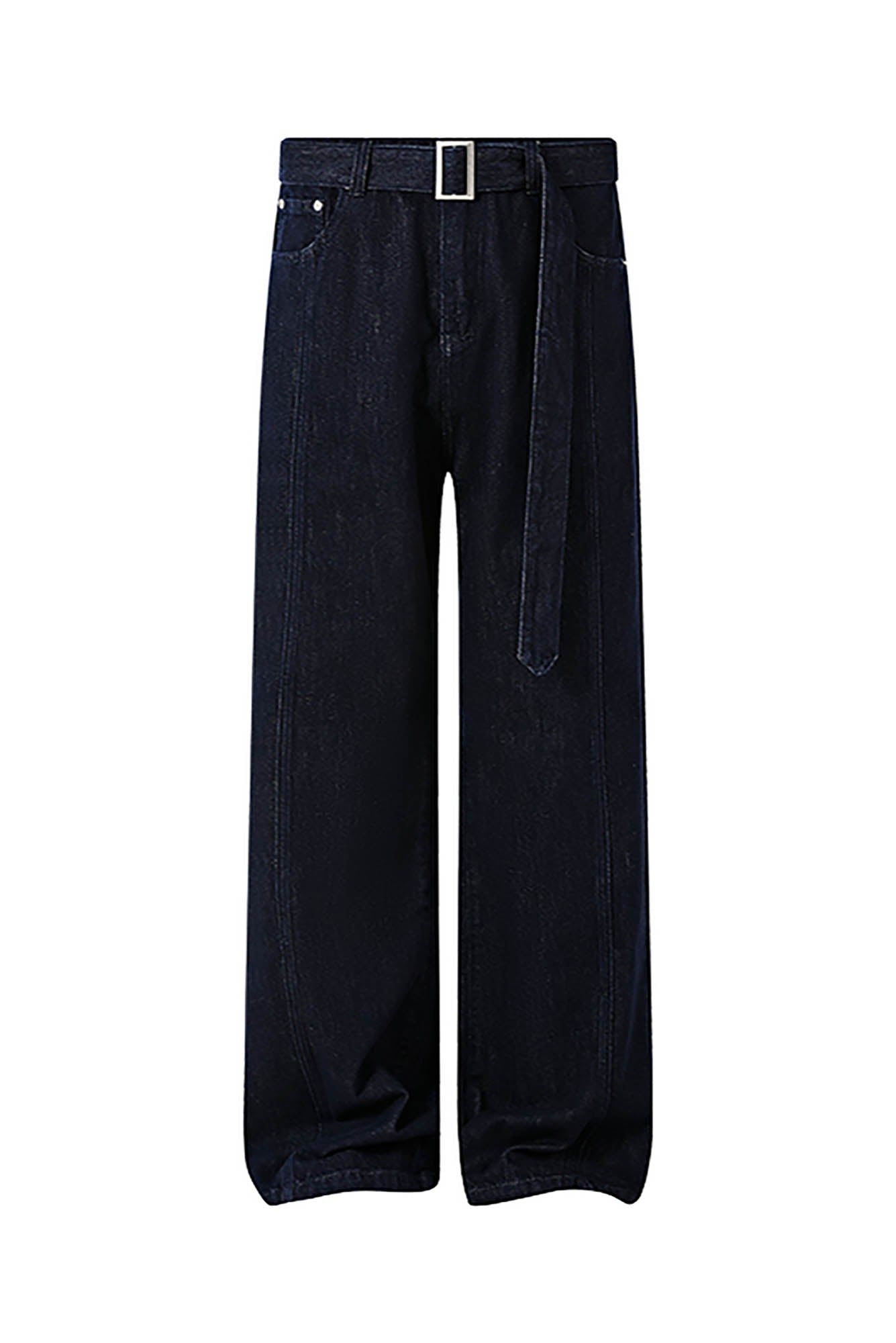 KREATE Belted-Waist Spliced Wide-Leg Pants