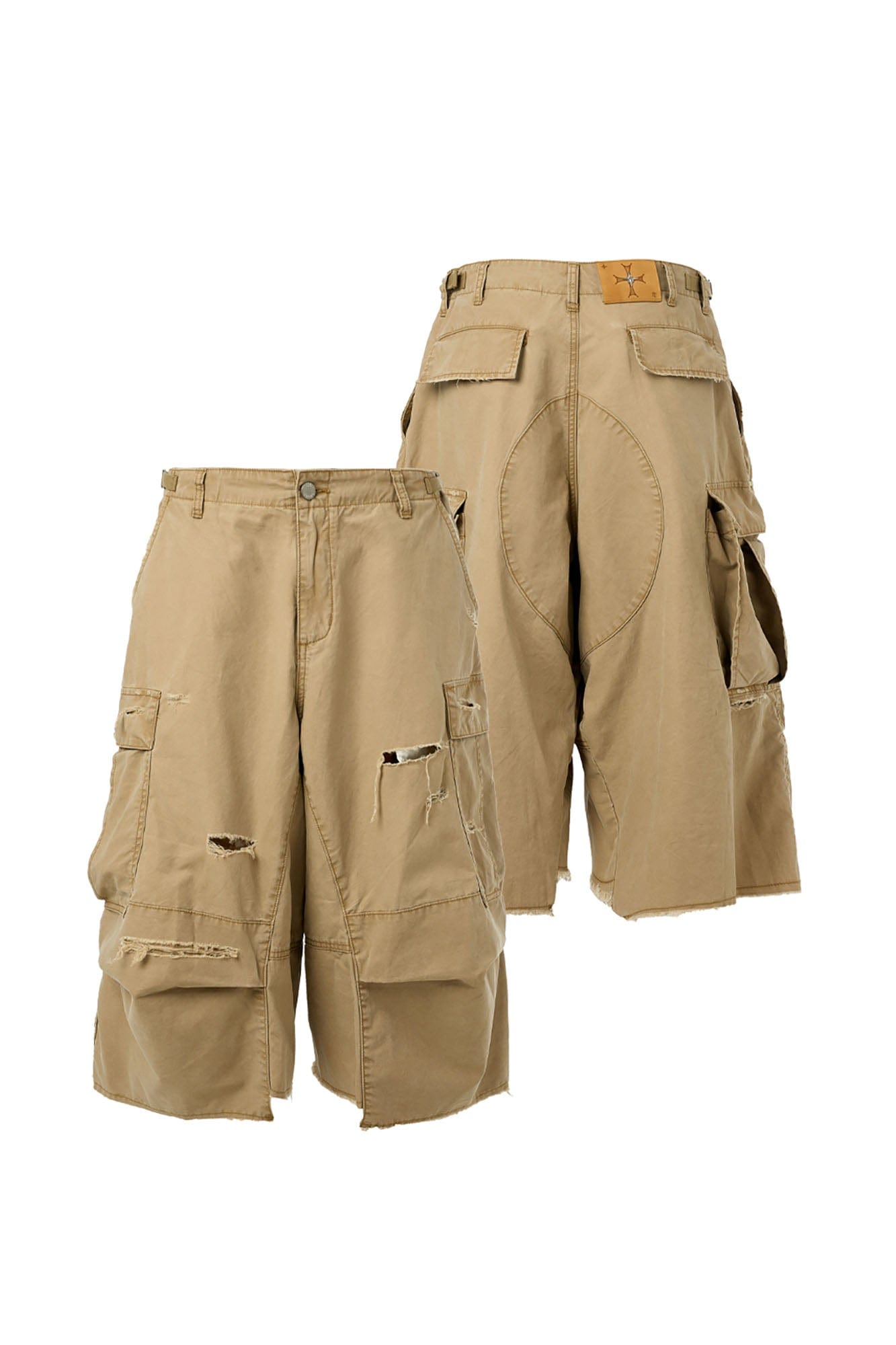 STEEPC Ripped Multi-Pocket Spliced Shorts