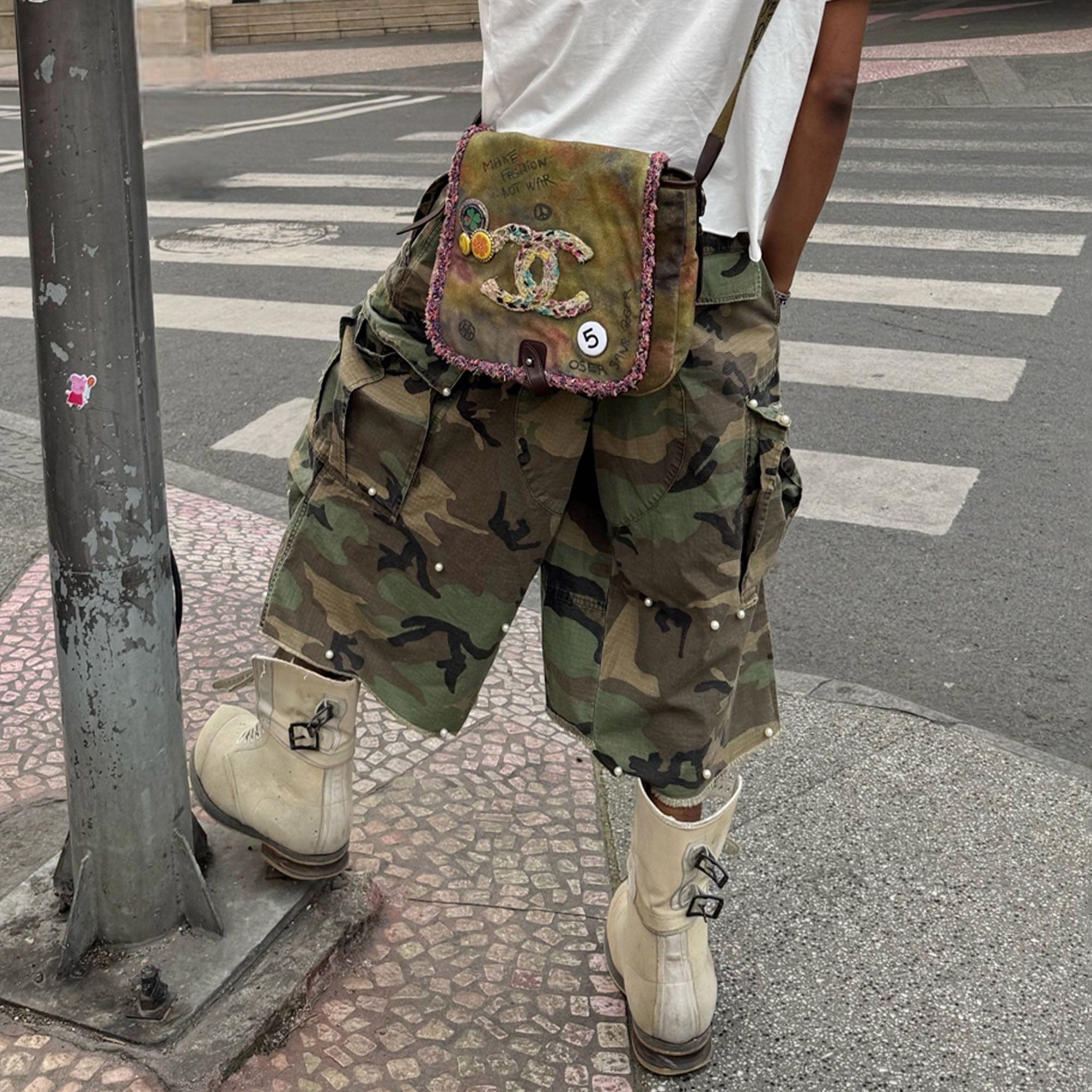 STEEPC Camo Pearl Multi-Pocket Rippled Shorts