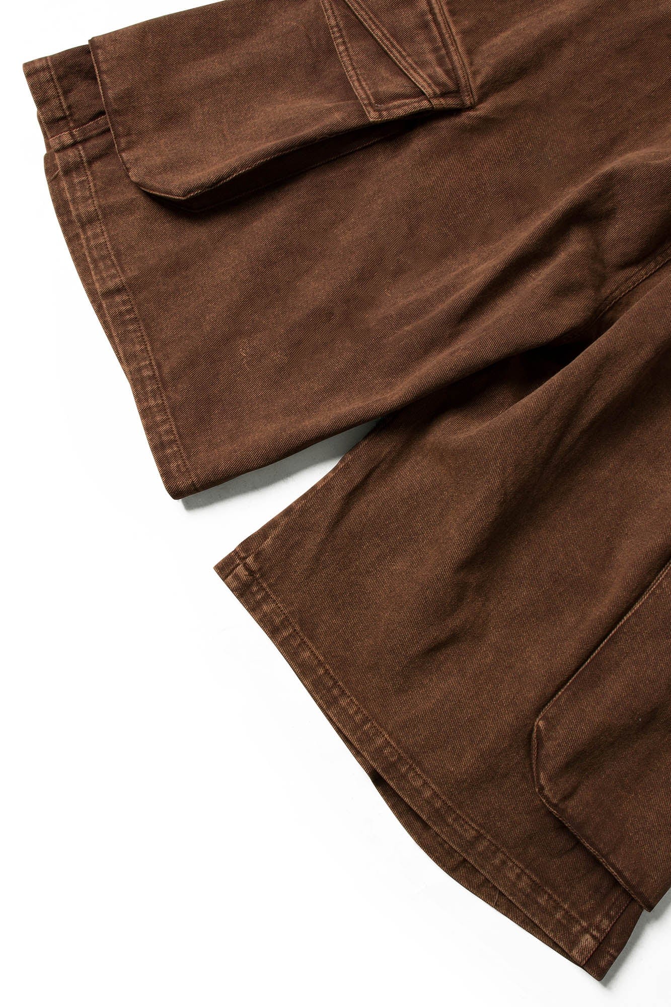 RELABEL Detachable Scarf Washed Multi-Pocket Wide-Leg Shorts