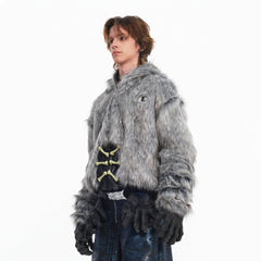 EMBRYO Detachable Beast Claw Faux Fur Hooded Jacket