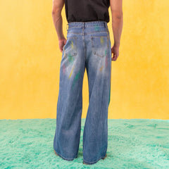 CLP MultiColor Brushed Wide-Leg Jeans
