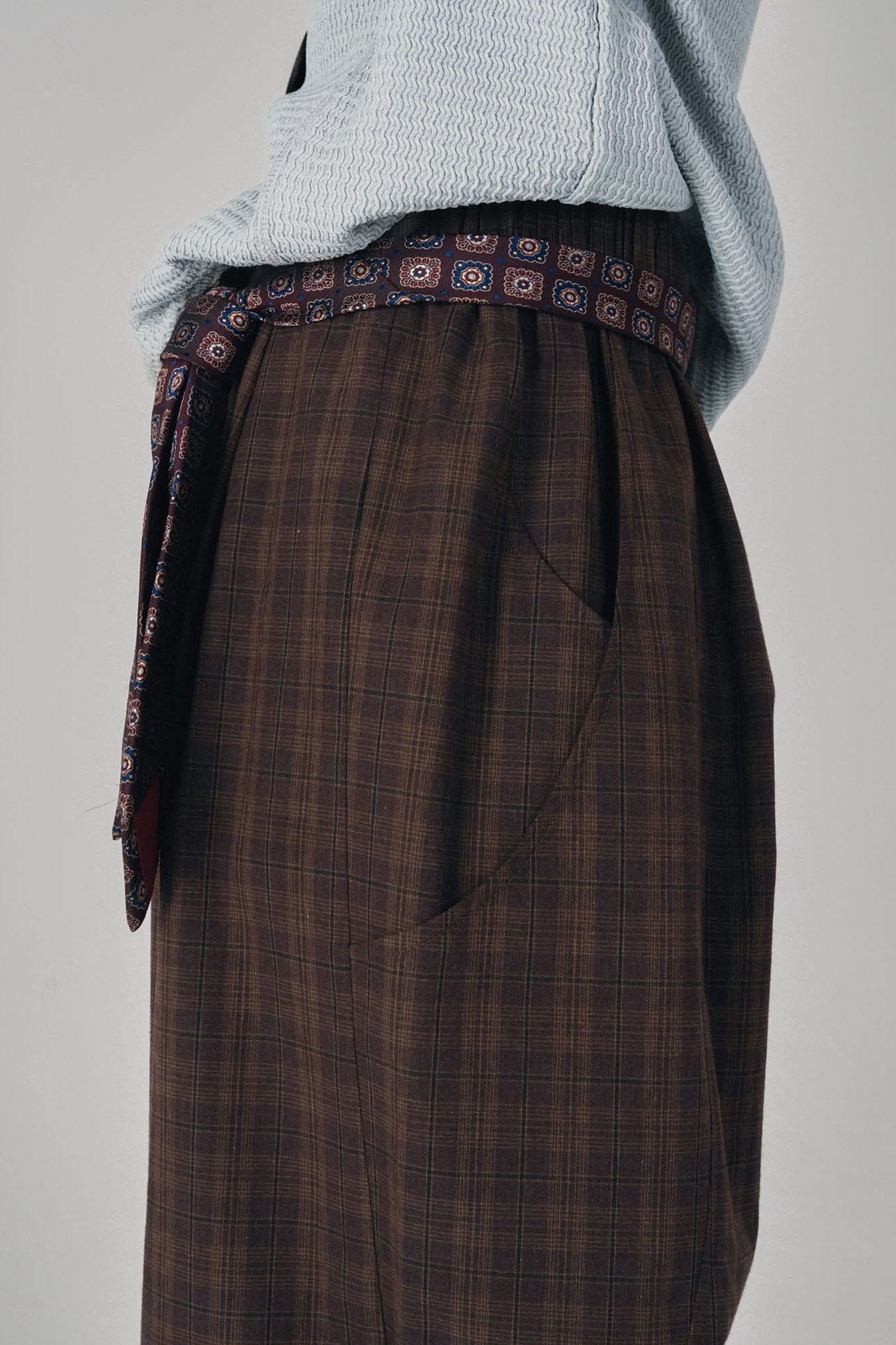 GONGHE REPUB Retro Paid Spliced Wide-Leg Pants