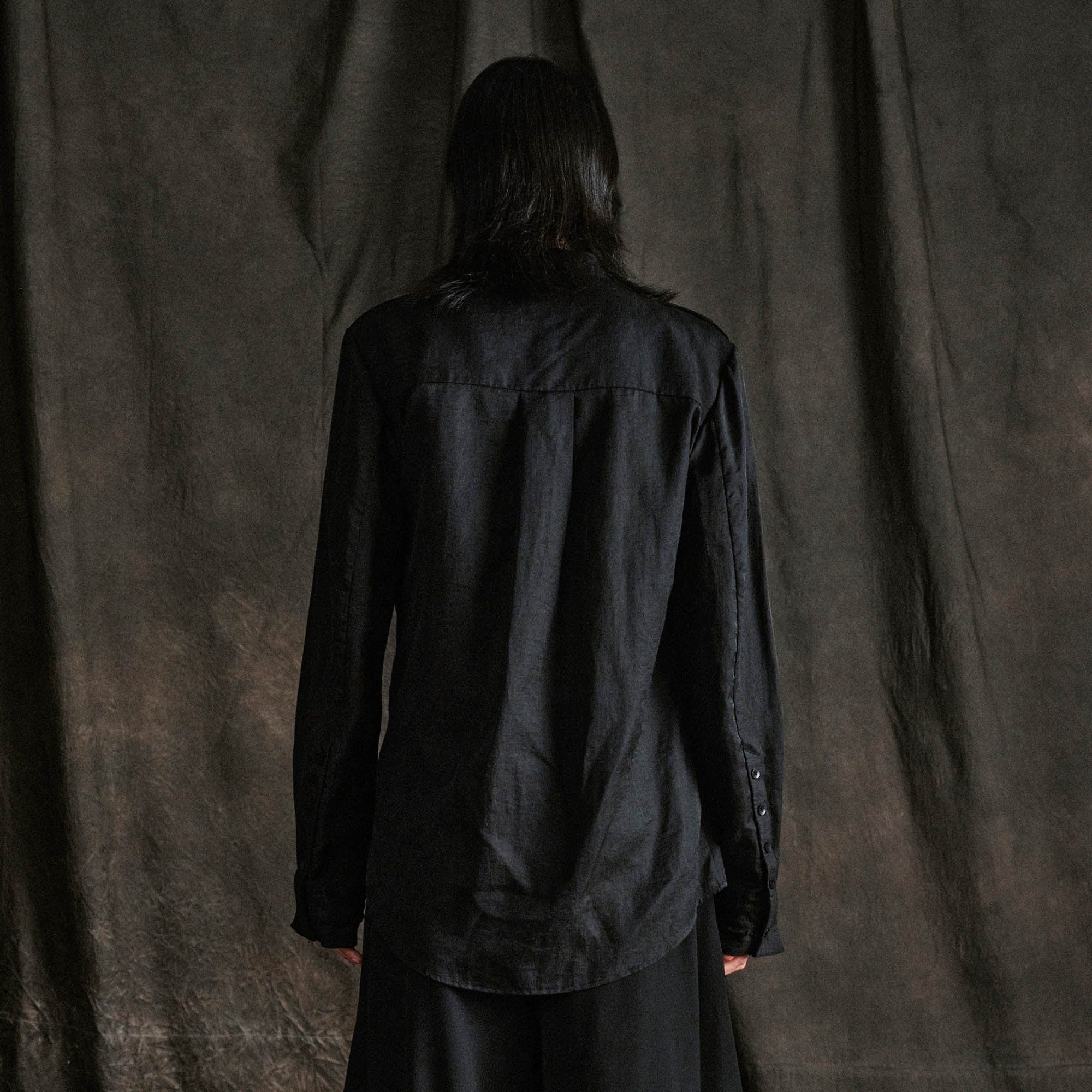 ILNya Nieternite Nifutur Asymmetrical Sheer Draped Button-Up Shirt