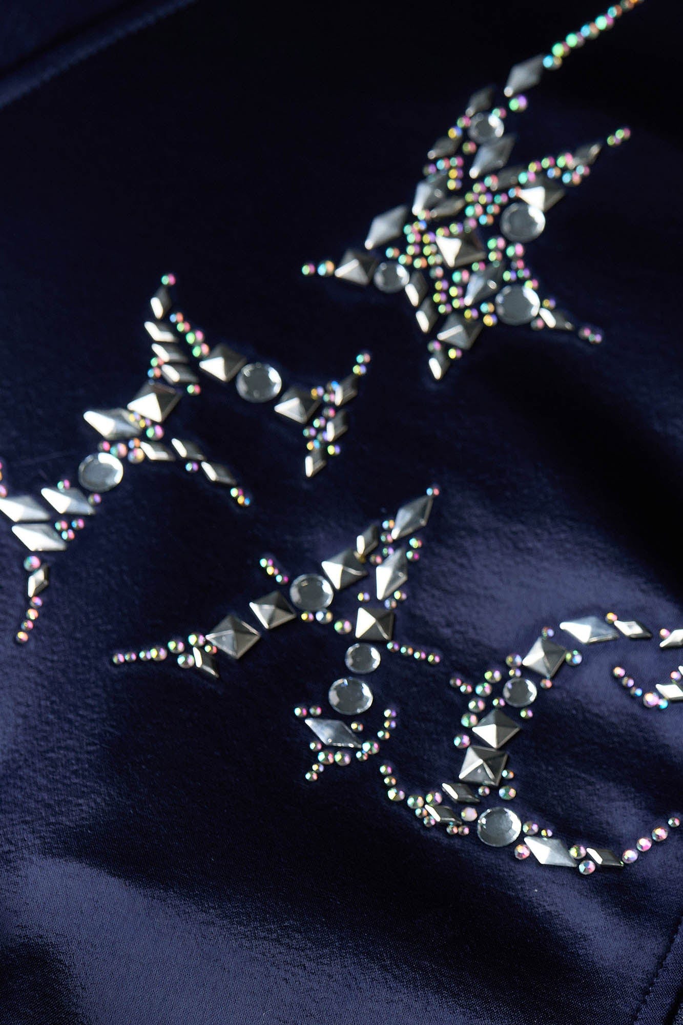 FACEONLAB Rivet Diamond Satin Leopard-Collar Jacket