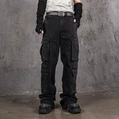UNDERWATER Multi Pockets Gradient Jeans Black
