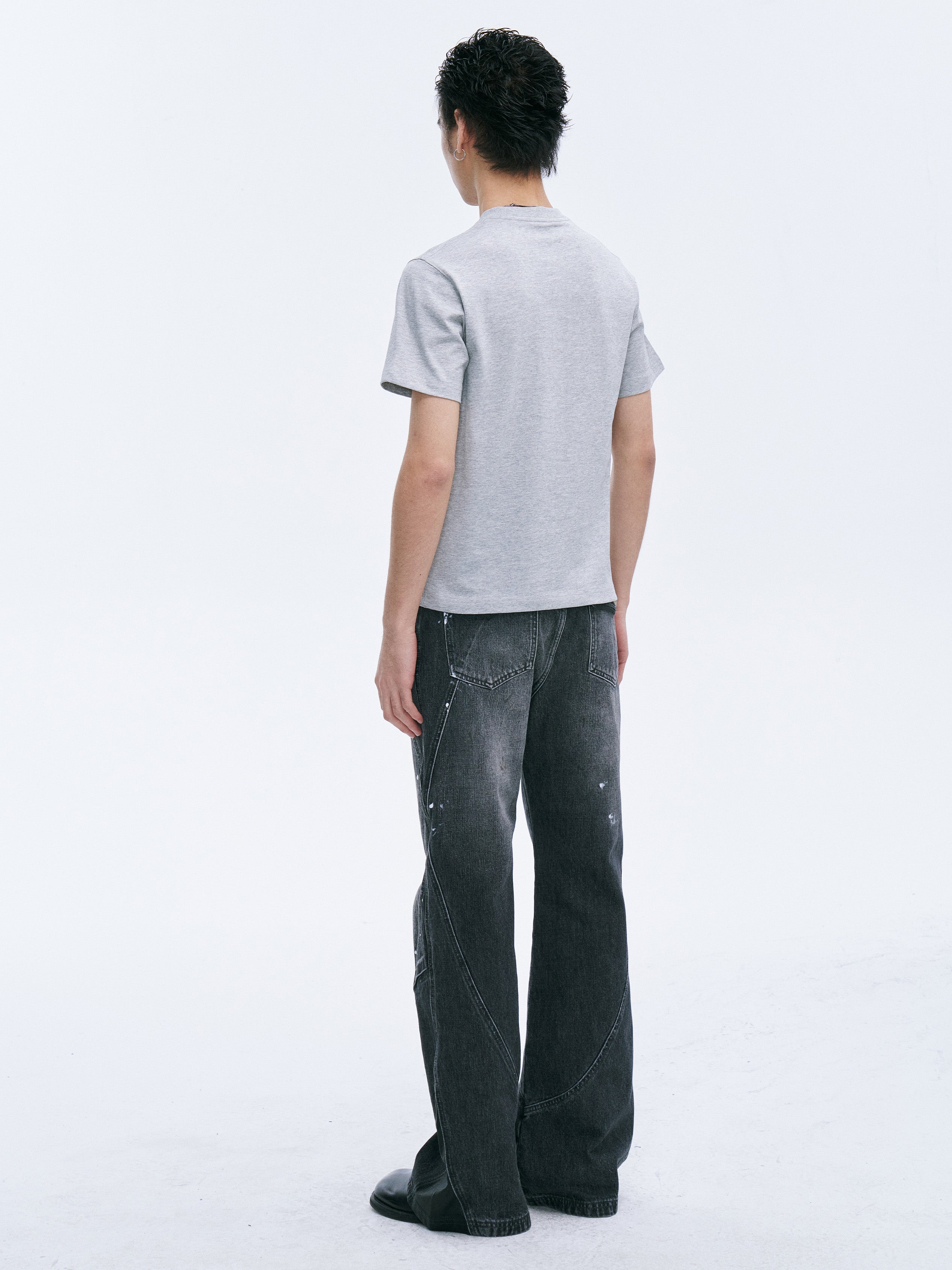 CATSSTAC Washed Panel Paint-Stain Wide-Leg Jeans