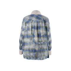 RELABEL Washed Plaid Tie-Dye Contrast-Collar Shirt