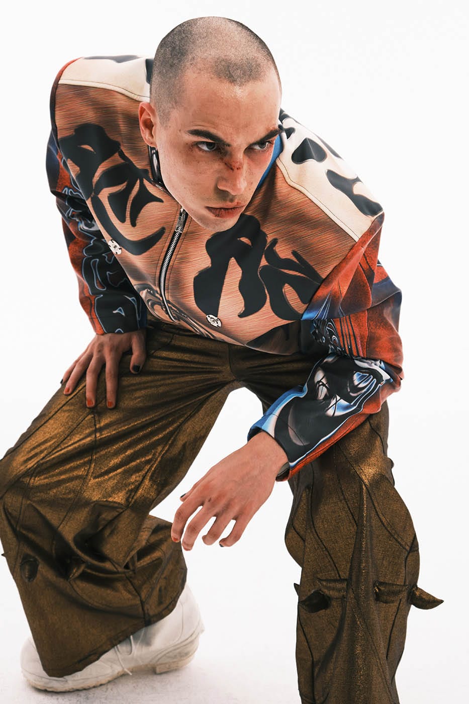EMBRYO Cyber Totemic Muscle Faux Leather Jacket