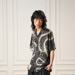 EPIC POETRY Floral Serpent Skeleton Half Shirt
