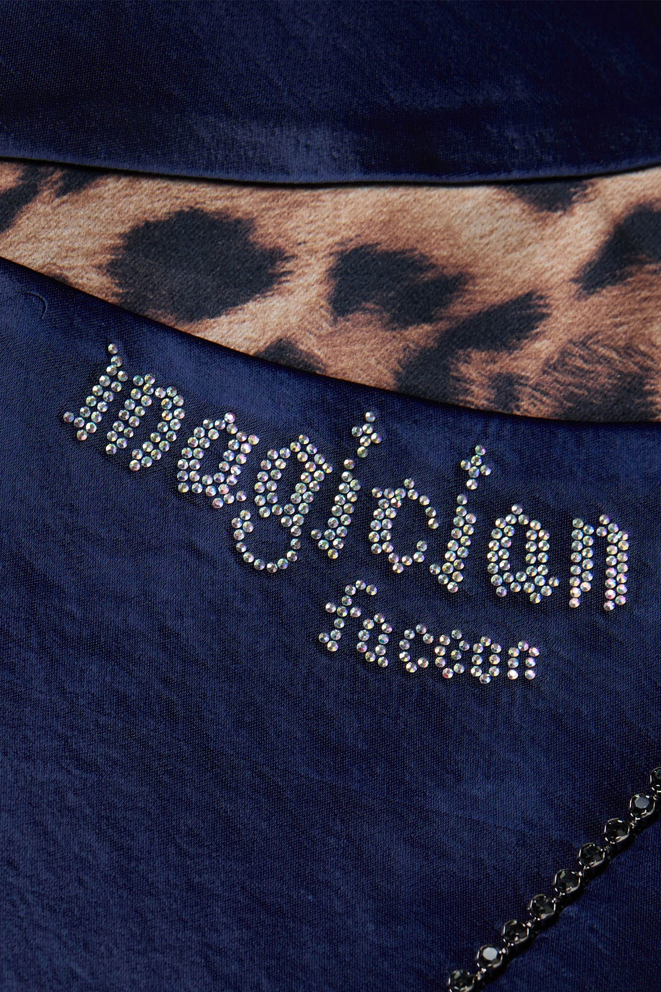 FACEONLAB Diamond Leopard-Spliced Satin Pants