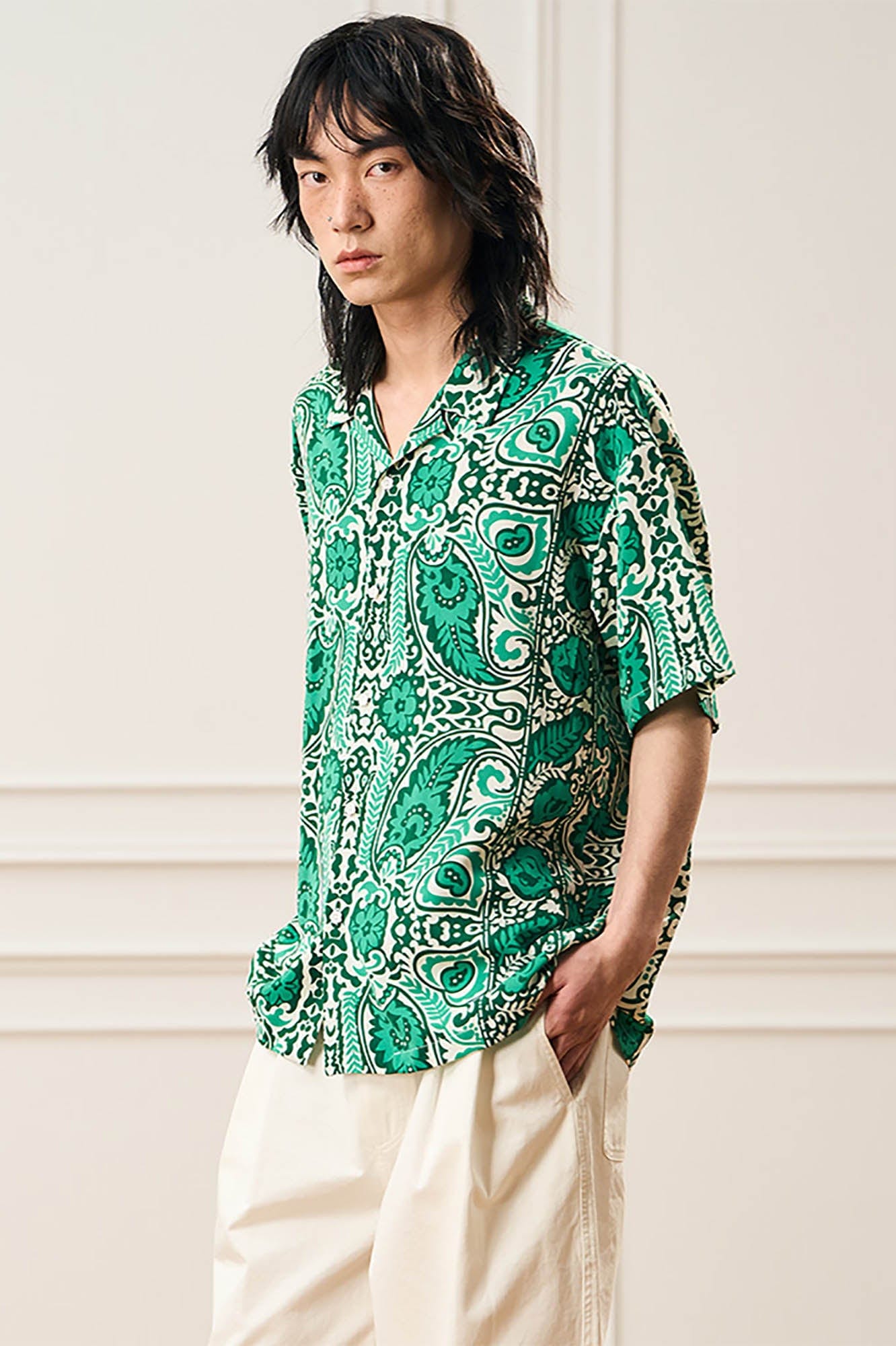 EPIC POETRY Paisley Prints Cuban Half Shirt