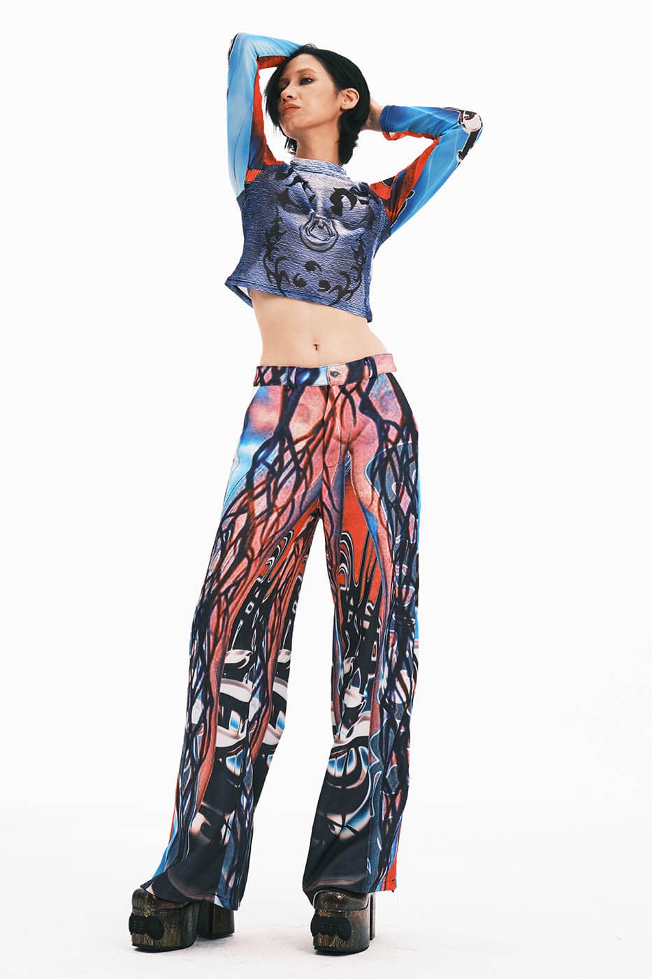 EMBRYO Totemic Muscle Full-Print Turtleneck L/S Tee