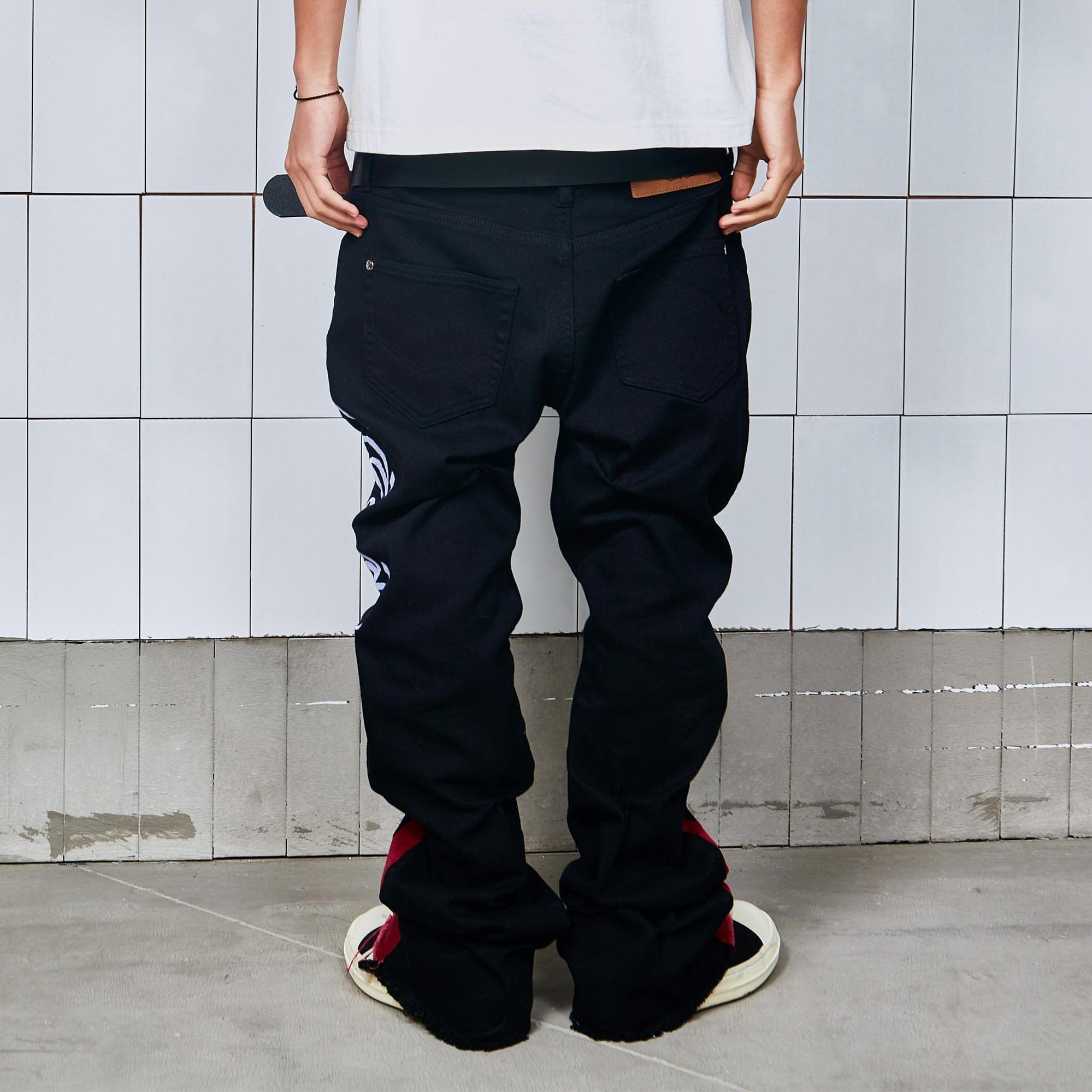 VINKID Arabic Script Crinkled Contrast Spliced Pants