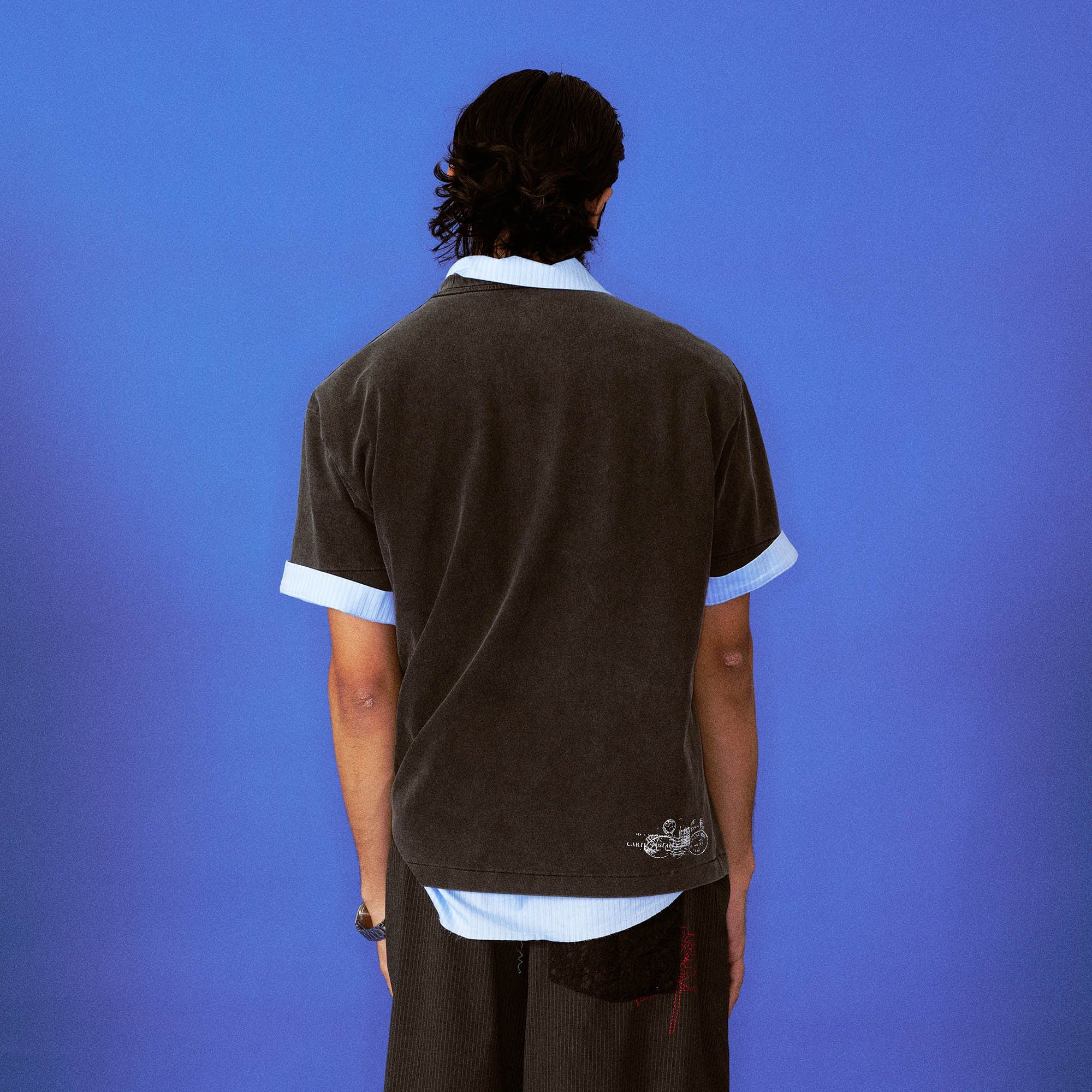 TRECLUB Frayed Patch Flag Washed T-Shirt