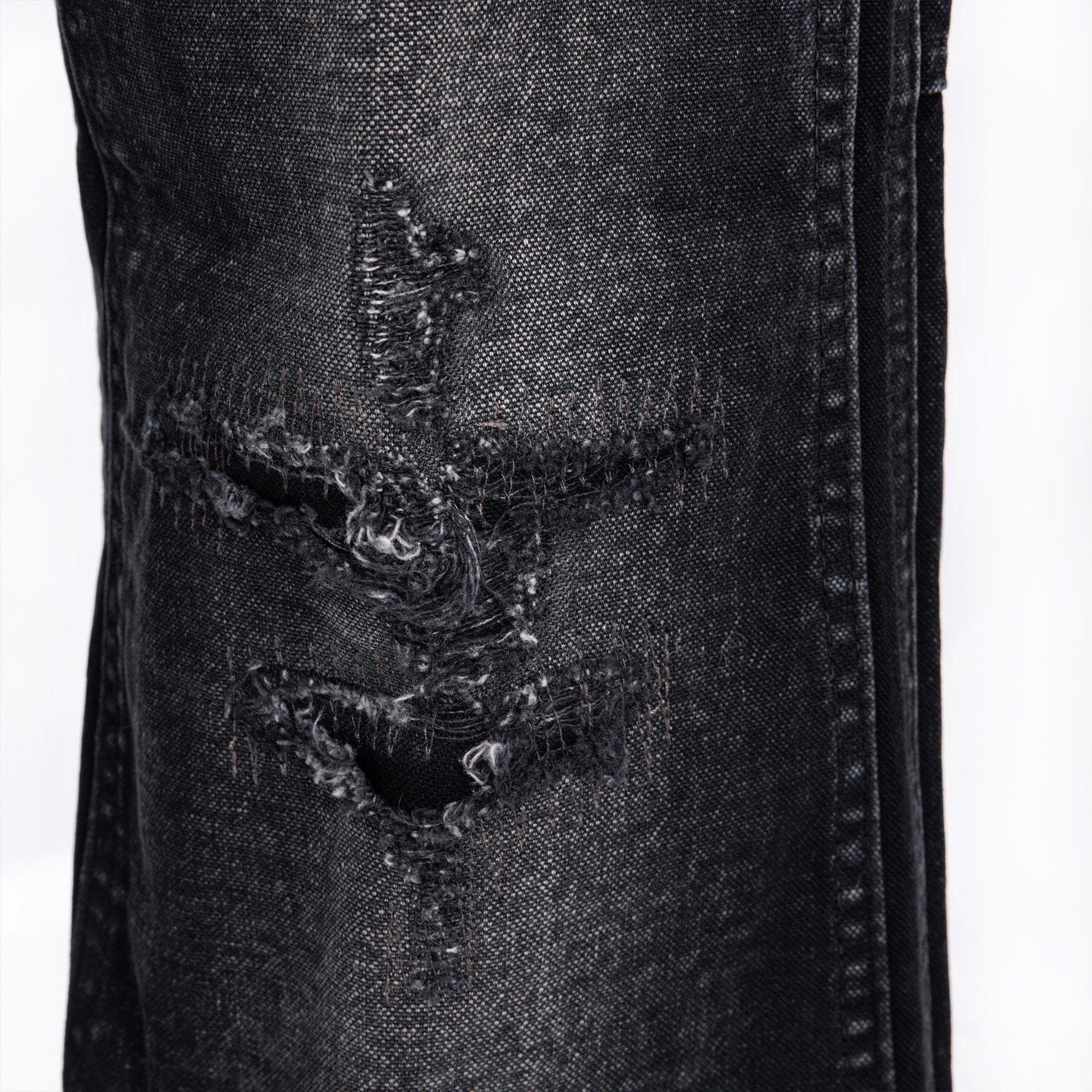 CATSSTAC Distressed Double-Knee Carpenter Straight-Leg Jeans Black