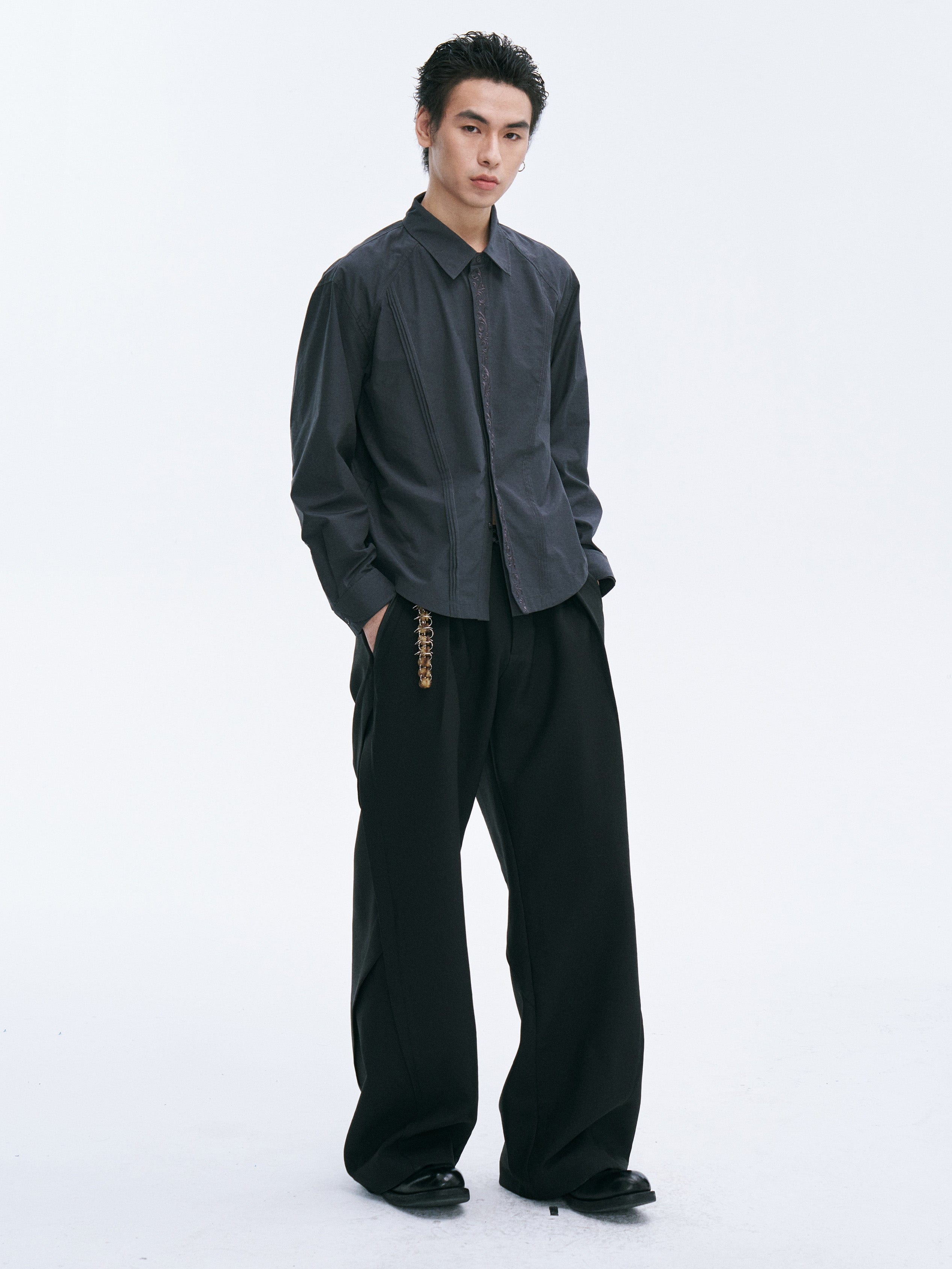 CATSSTAC Layered Seamline Floral Embroidered Shirt