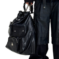 FACEONLAB Multi-Pocket Faux Leather Nomad Bag