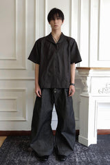 SSIN7 Satin Spliced V-Neck Half Shirt