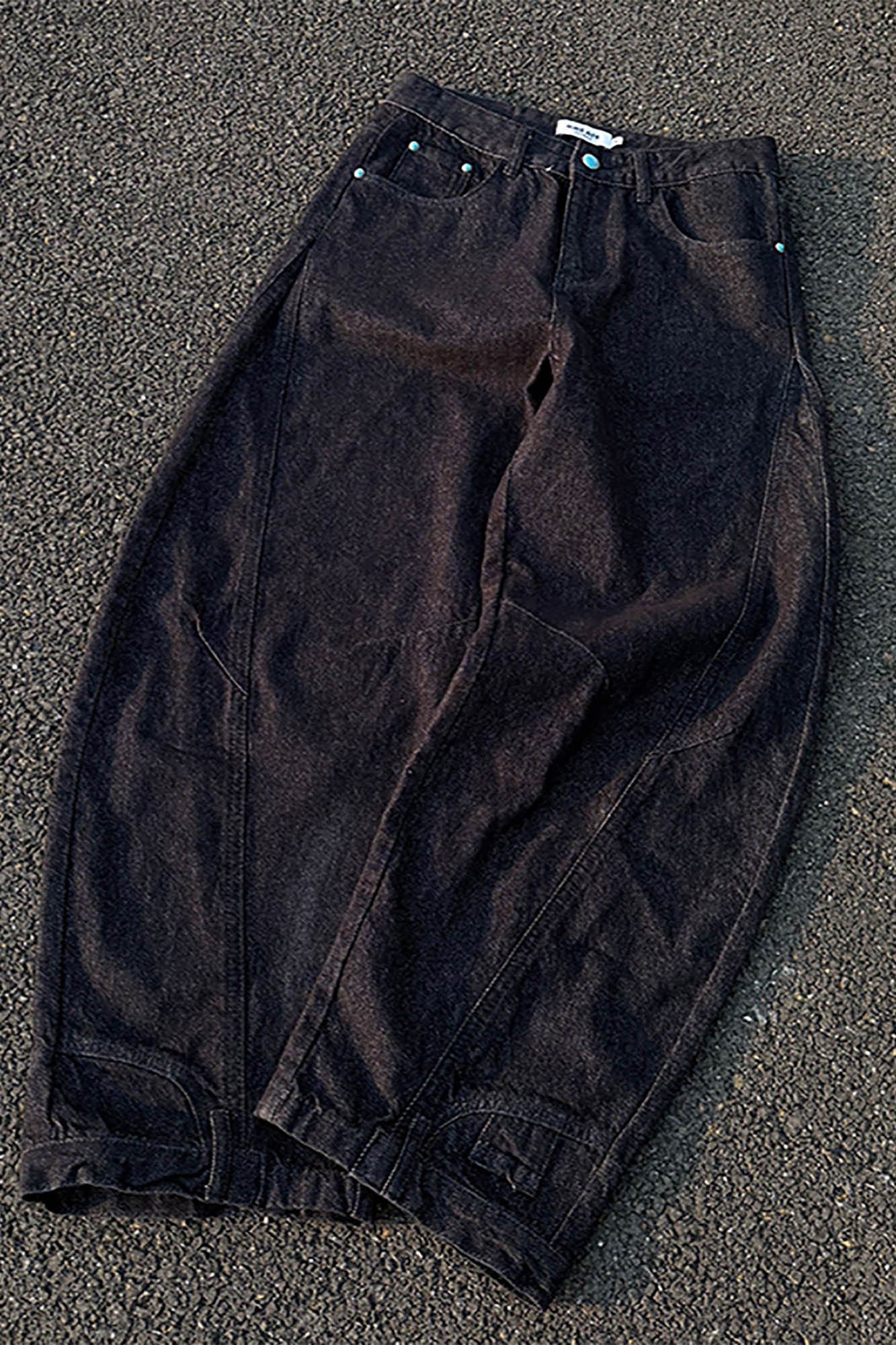 KREATE Reversed Panel Turquoise Rivet Jeans