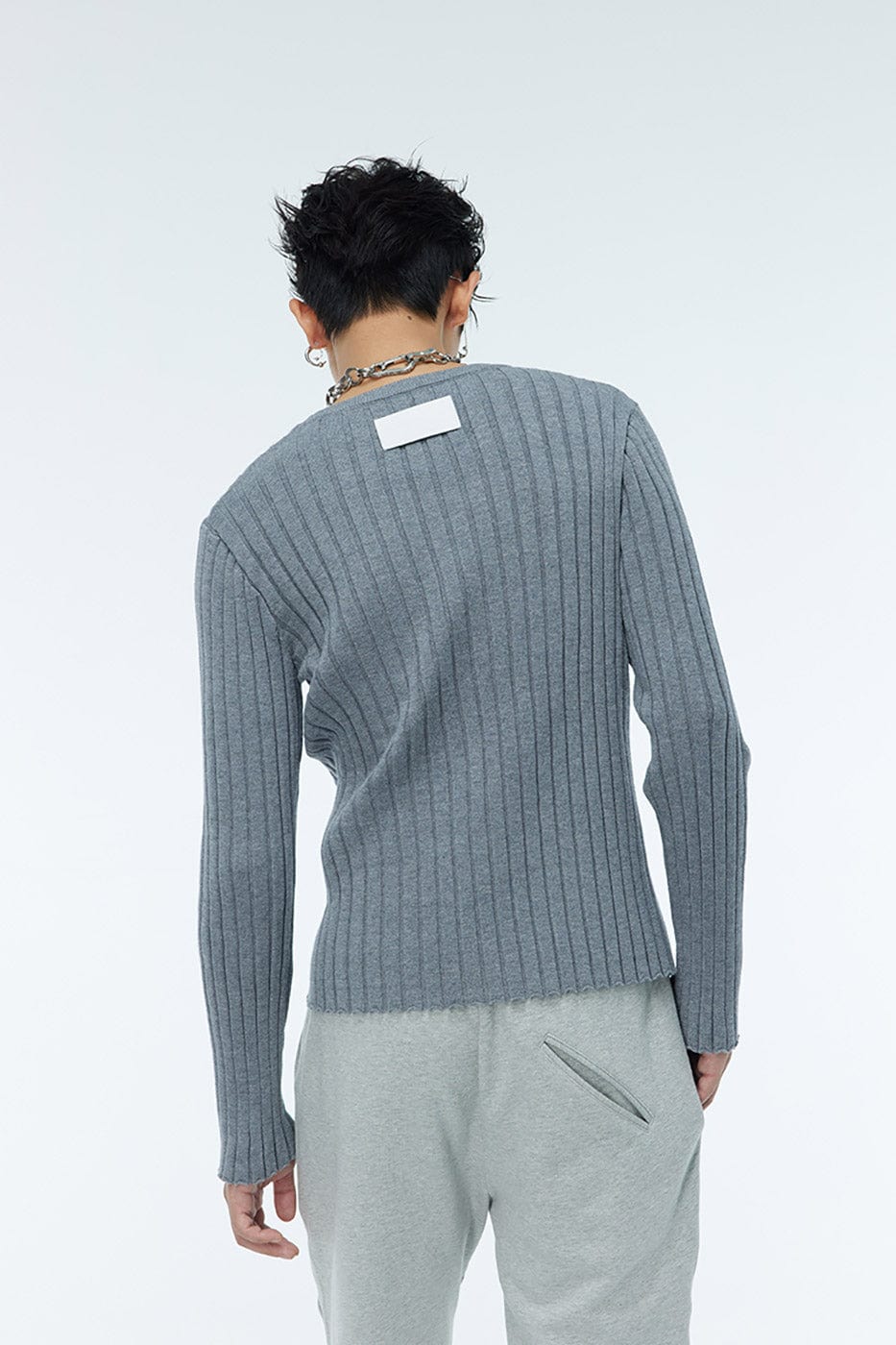 WHISTLEHUNTER Striped Logo Tag Slim-fit Sweater