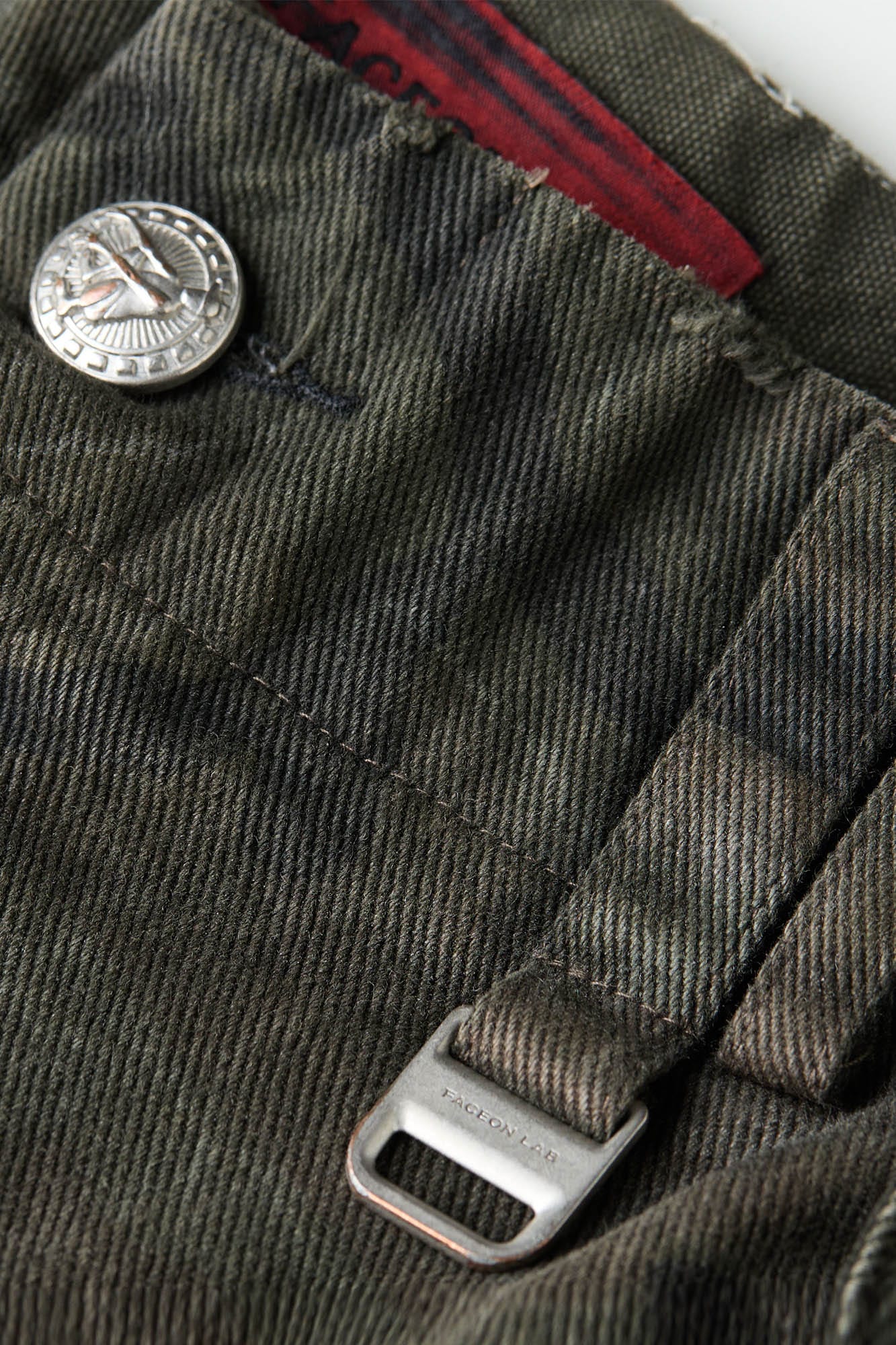 FACEONLAB Distressed Cracked Crinkled Multi-Pocket Military Cargo