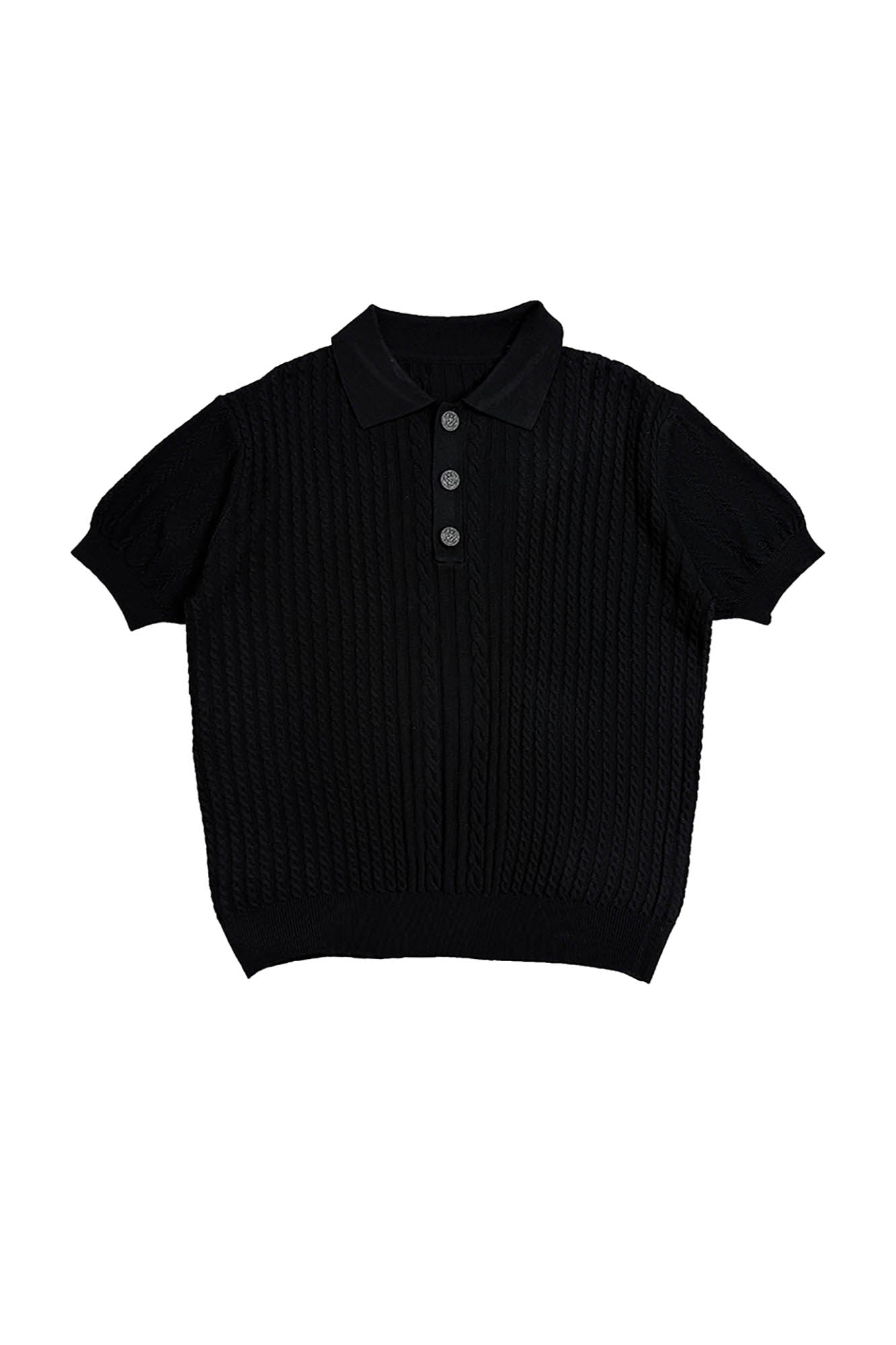 RICHILL Cable-Knit Polo T-Shirt