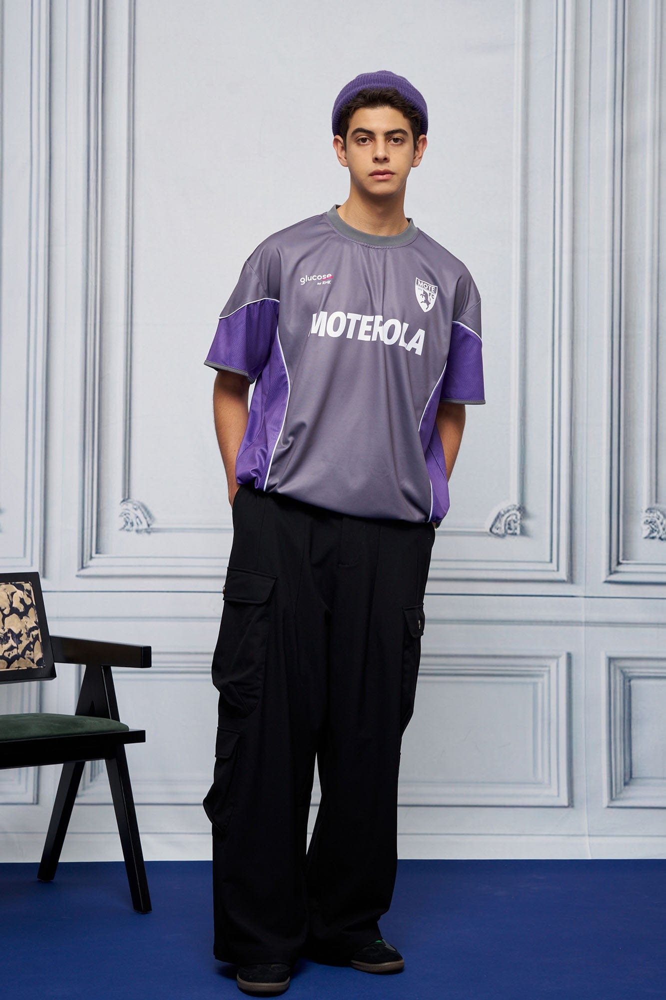 UNLIMITED MOTE x glucose by RMK Contrast Spliced Drawstring Hem Jersey