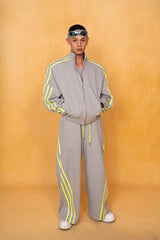CLP Slanted-Stripe Wide-Leg Drawstring Sweatpants