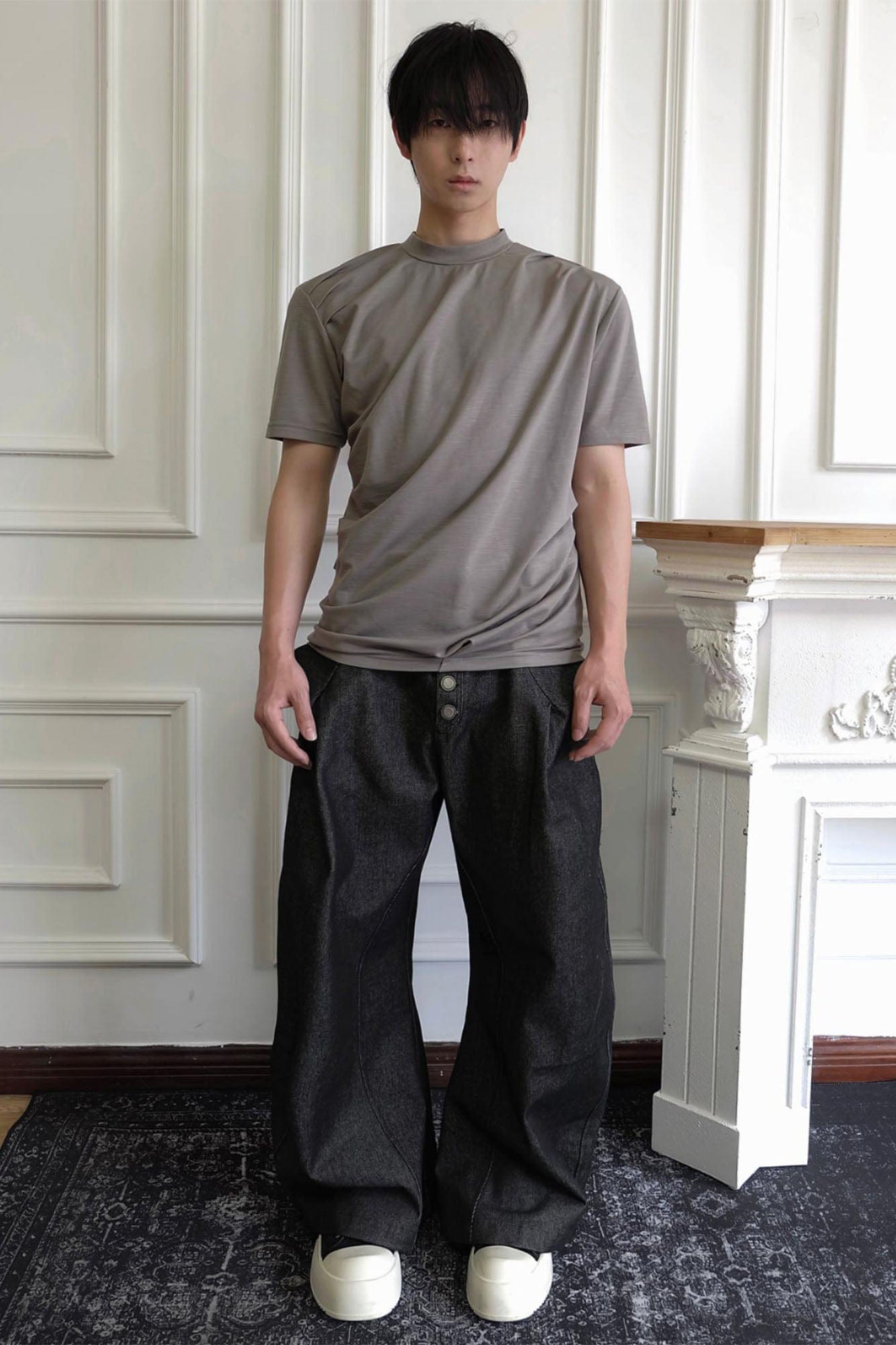 SSIN7 Essential Drape Texture Mock T-Shirt