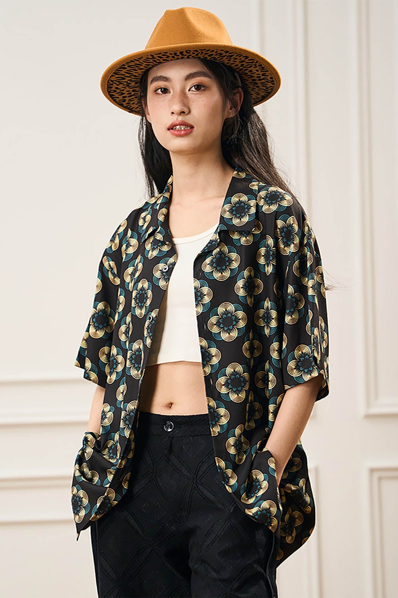 EPIC POETRY Geometric Floral Cuban Shirt