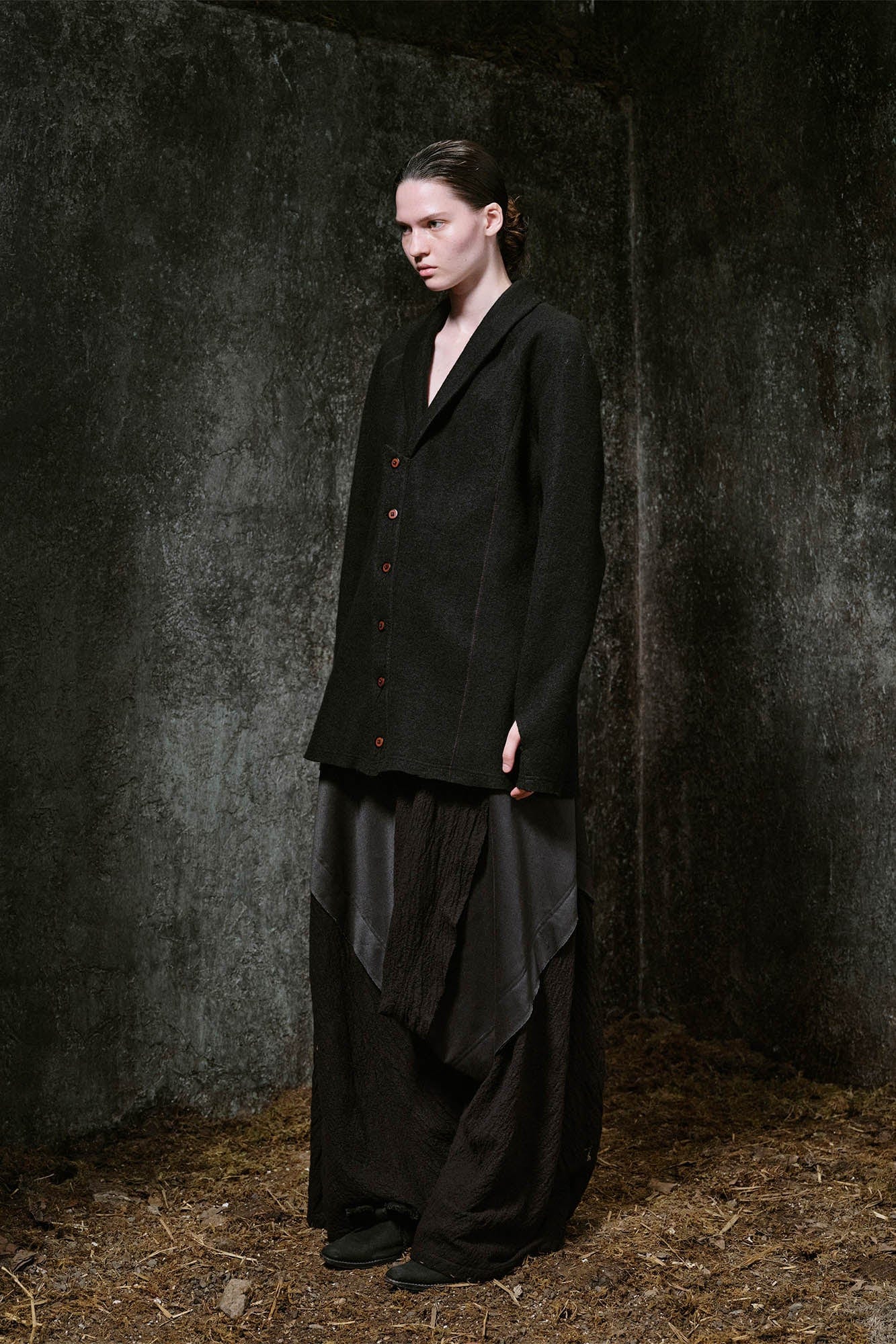 ILNya Nieternite Nifutur Shawl Lapel Asymmetric Front Wool Jacket