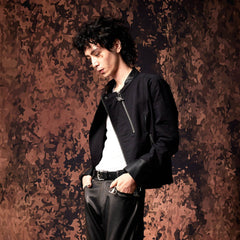 IN EXISTENCE Multi-Zip Asymmetrical Spliced Leather Biker Jacket