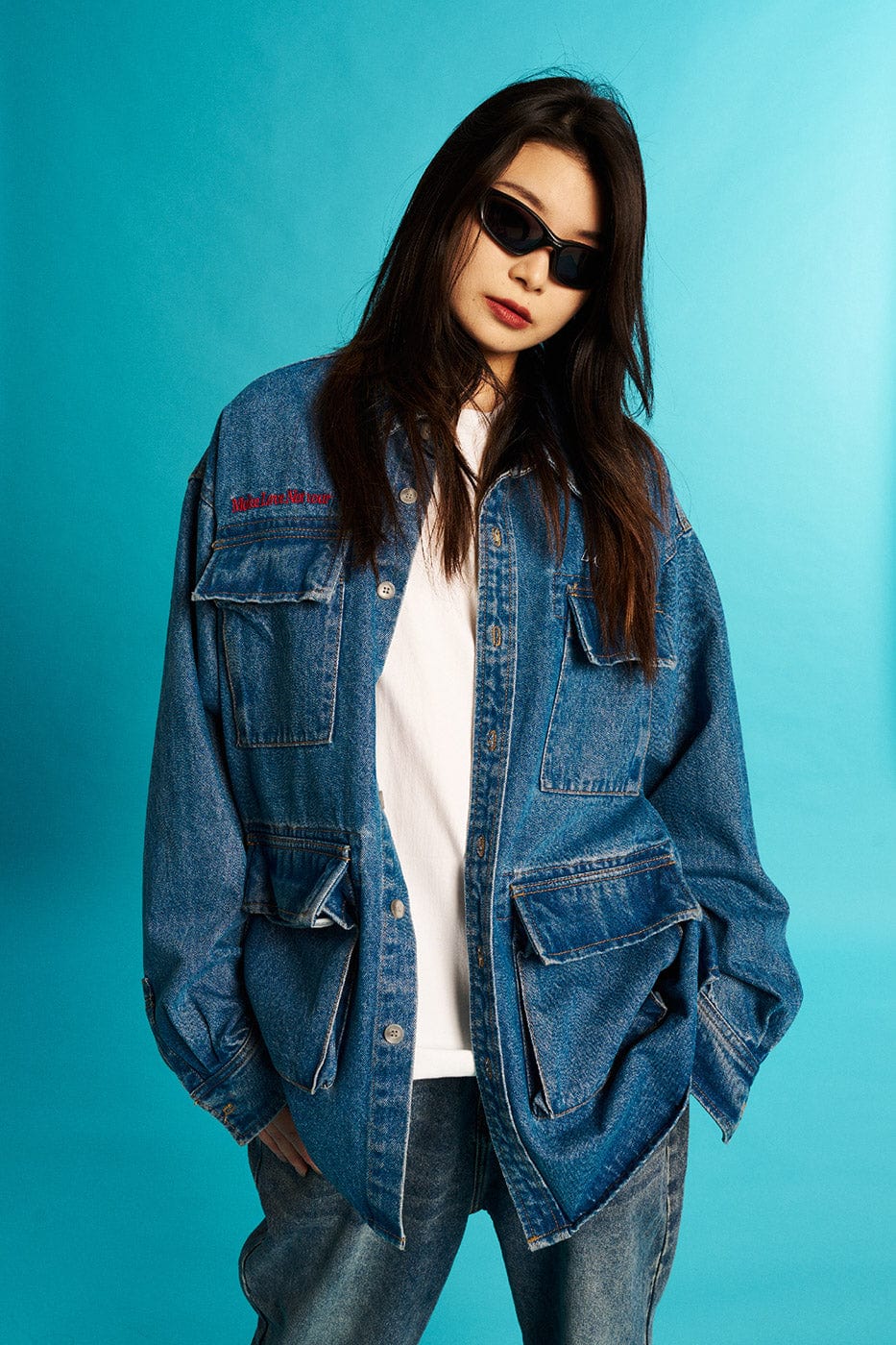 WCC Multi-Pockets Musical Skeletons Denim Jacket