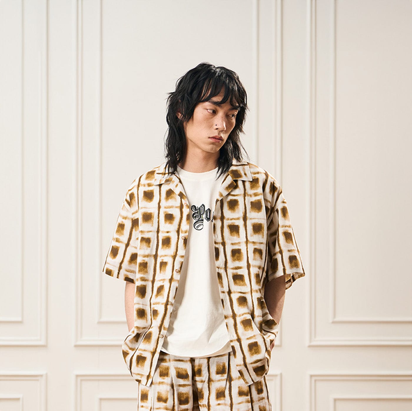 EPIC POETRY Ombre Check Spot Grid Half Shirt