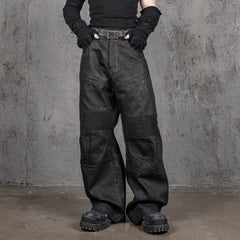 UNDERWATER Infernal Gaze Crinkled Waxed Wide-Leg Pants Black