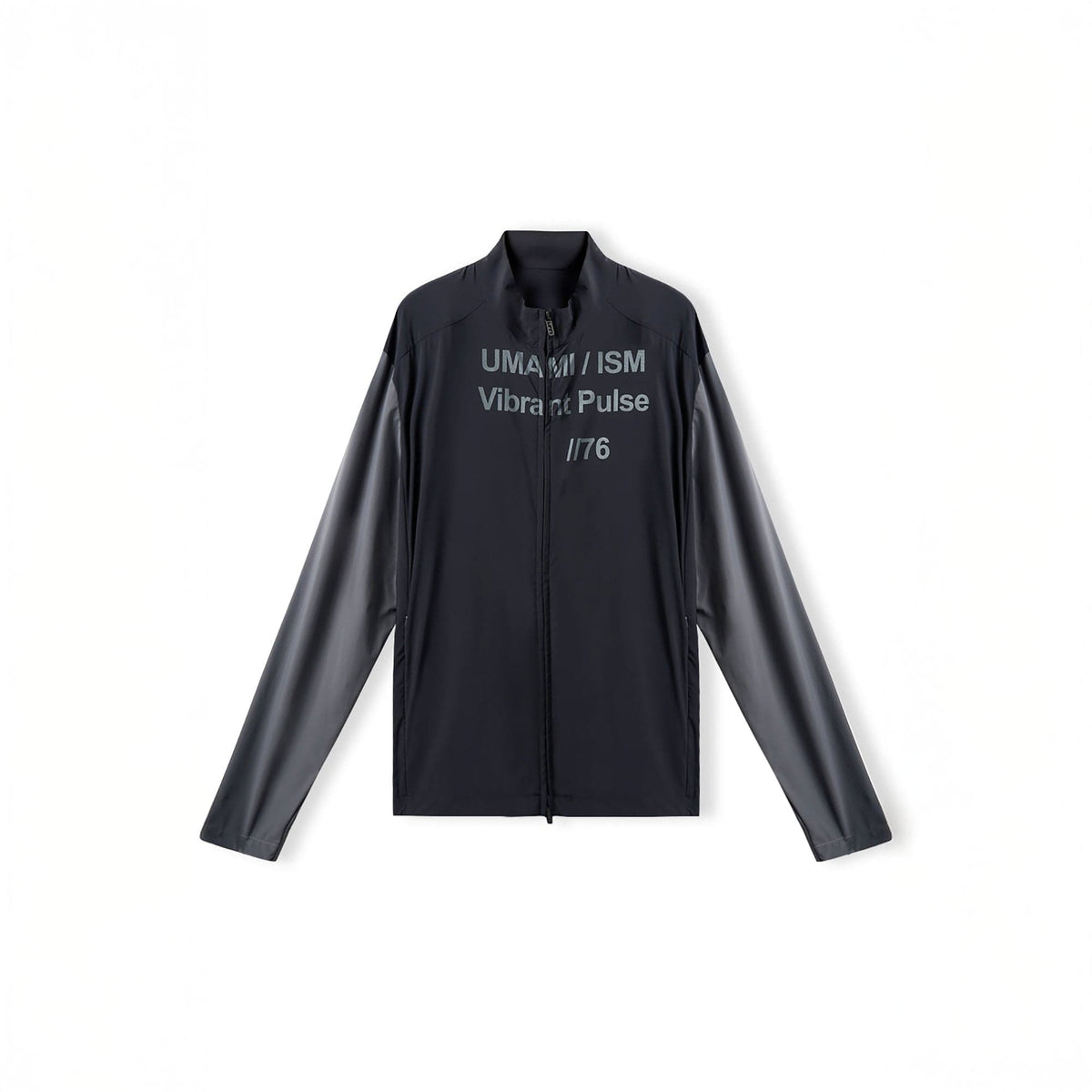 UMAMIISM Slogan Contrast Sleeve Mock Neck UV Protection Jacket