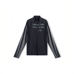 UMAMIISM Slogan Contrast Sleeve Mock Neck UV Protection Jacket