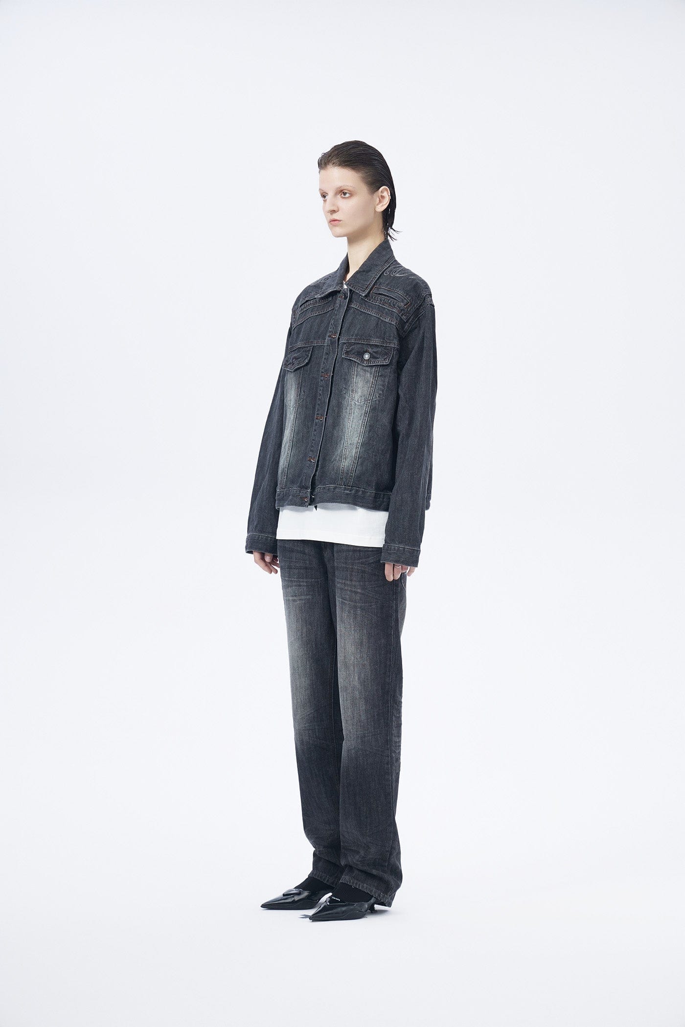 ARTIFICIAL WORLD Deconstructed Faded Denim Jacket