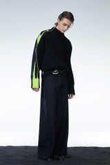 LOSTNFOUND Paneled Side-Zip Mock Neck Sweater