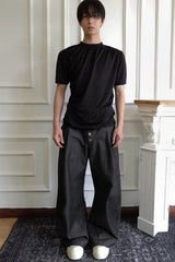 SSIN7 Spliced Button-Up Oversized Raw Jeans