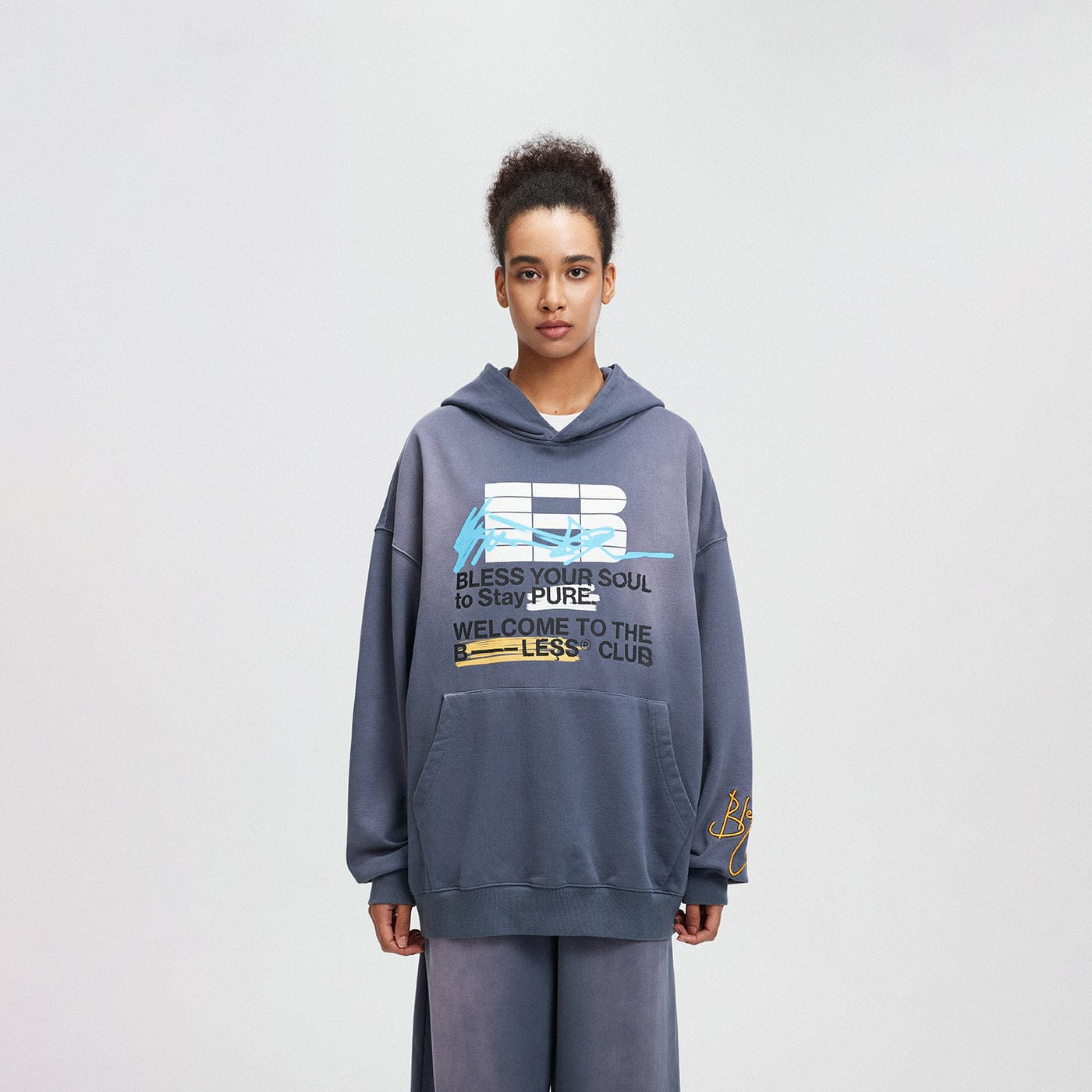 BONELESS Slogan Logo Washed Hoodie