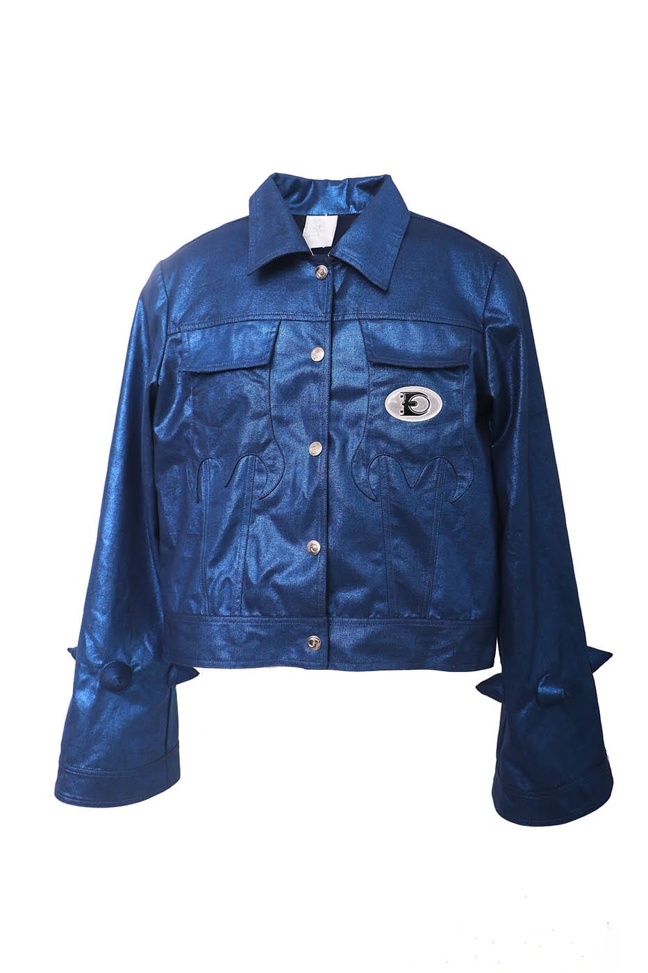 EMBRYO Metallic Sheen Embossed Spiked Sleeve Jacket