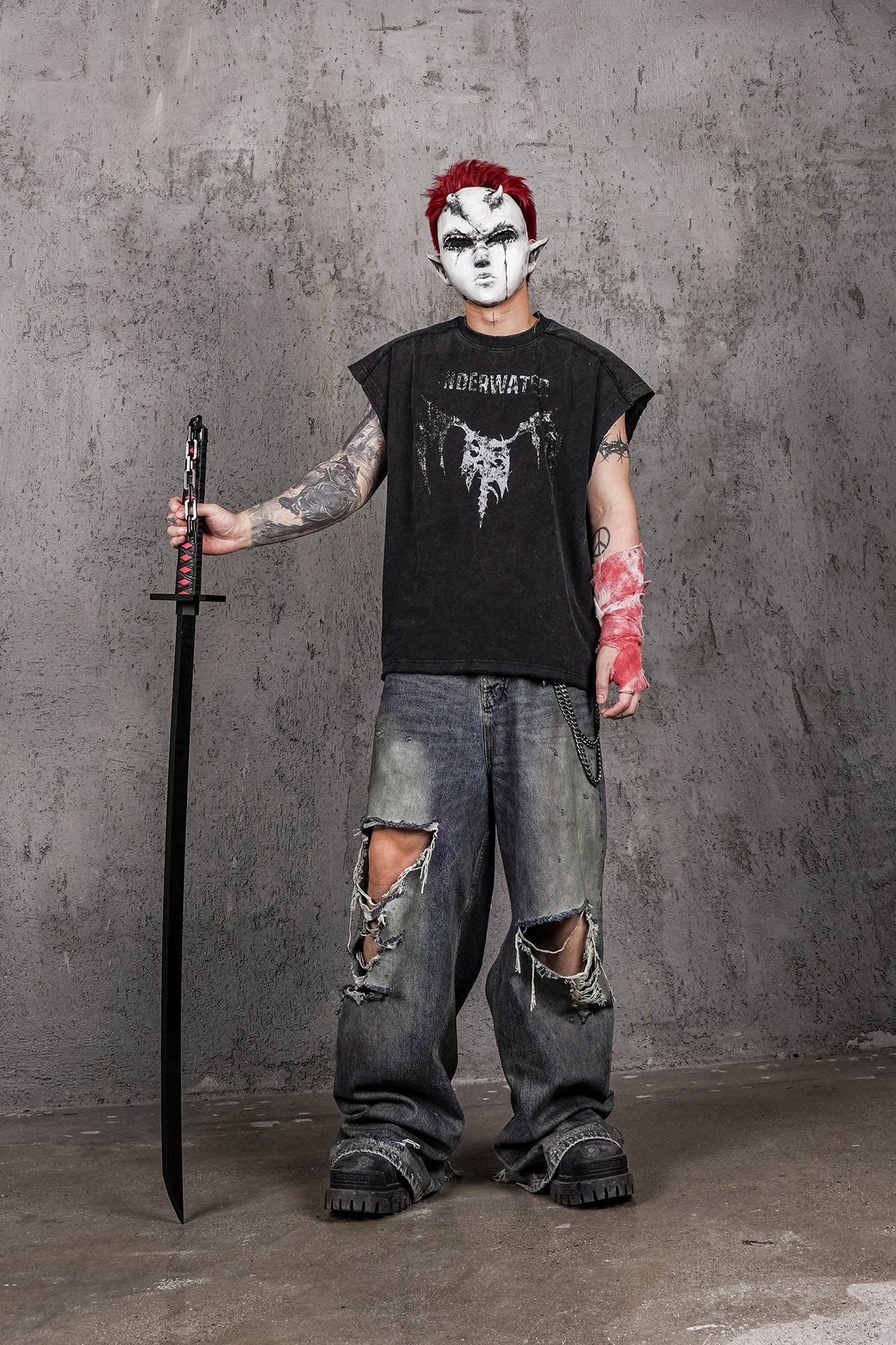 UNDERWATER The Hellbound Wing Distressed Vest