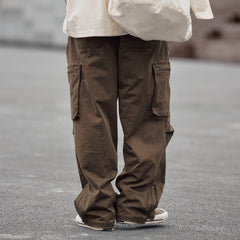 BANANA CLUB Zippered-Hem Multi-Pocket Crinkled Cargo Pants