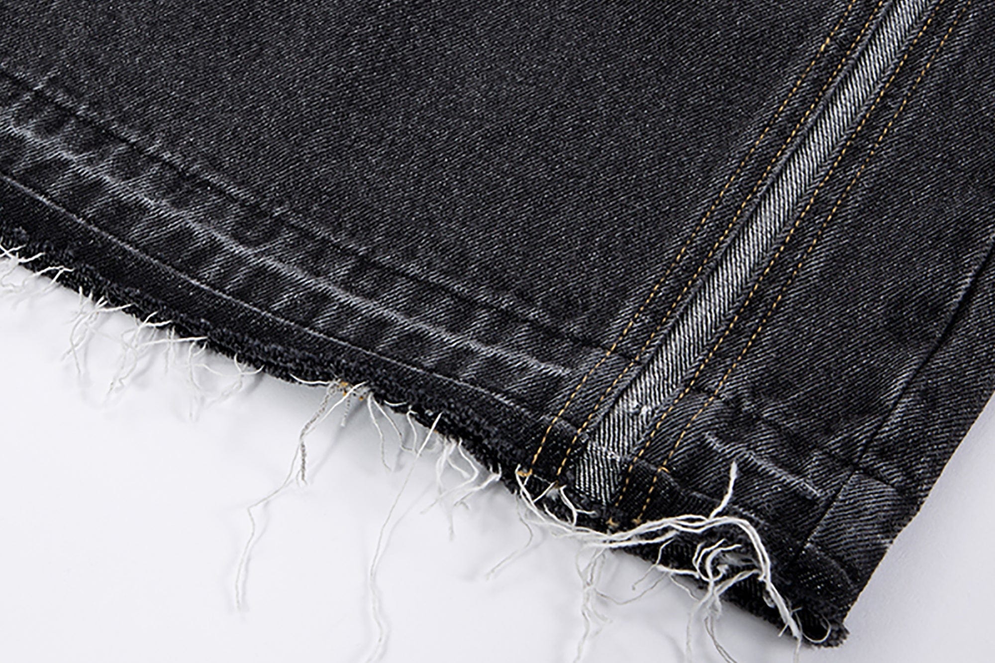 F2CE Raw-Hem Raised Seam Washed Denim Shorts